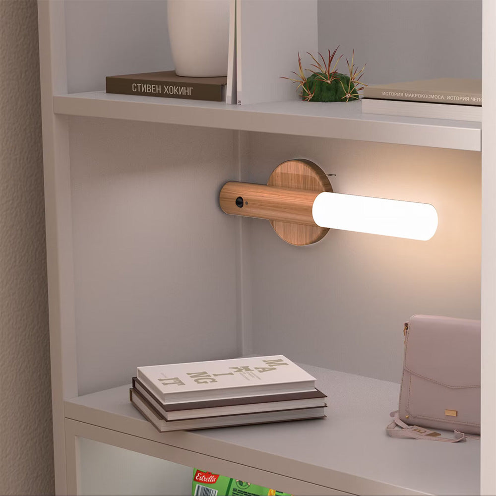 Vägglampa LED Rörelsesensor Trälampe