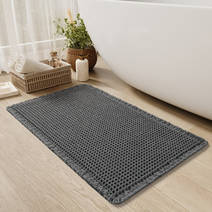 AbsorbEase WaffleMat | Ultra-absorberande badmatta med fransar