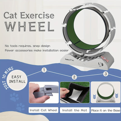 Inomhus kattträningshjul med mattbeklätt löpband, kattlöpande hjul för längre livslängd, plastkatt-hjul för fitness vikter