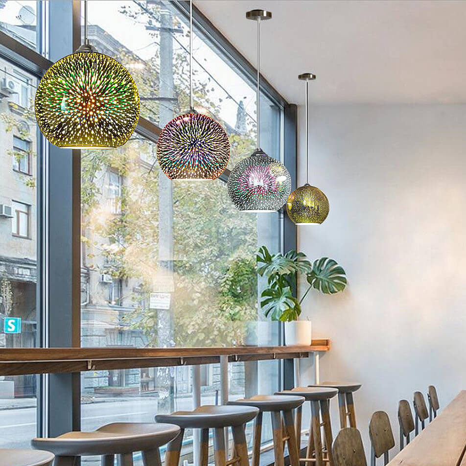 Moderna 3D Fyrverkeriglas Hänglampa – Färgglad Kuppeldesign