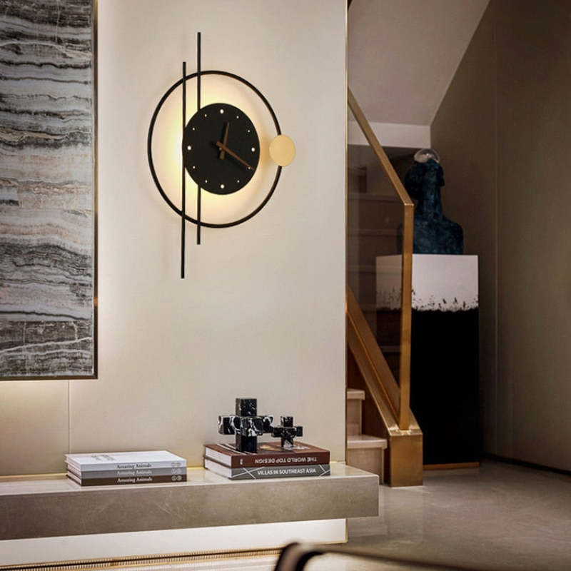 Nielsen Modern LED Vägglampa Inomhus Klocka Svart Barnrum Metall
