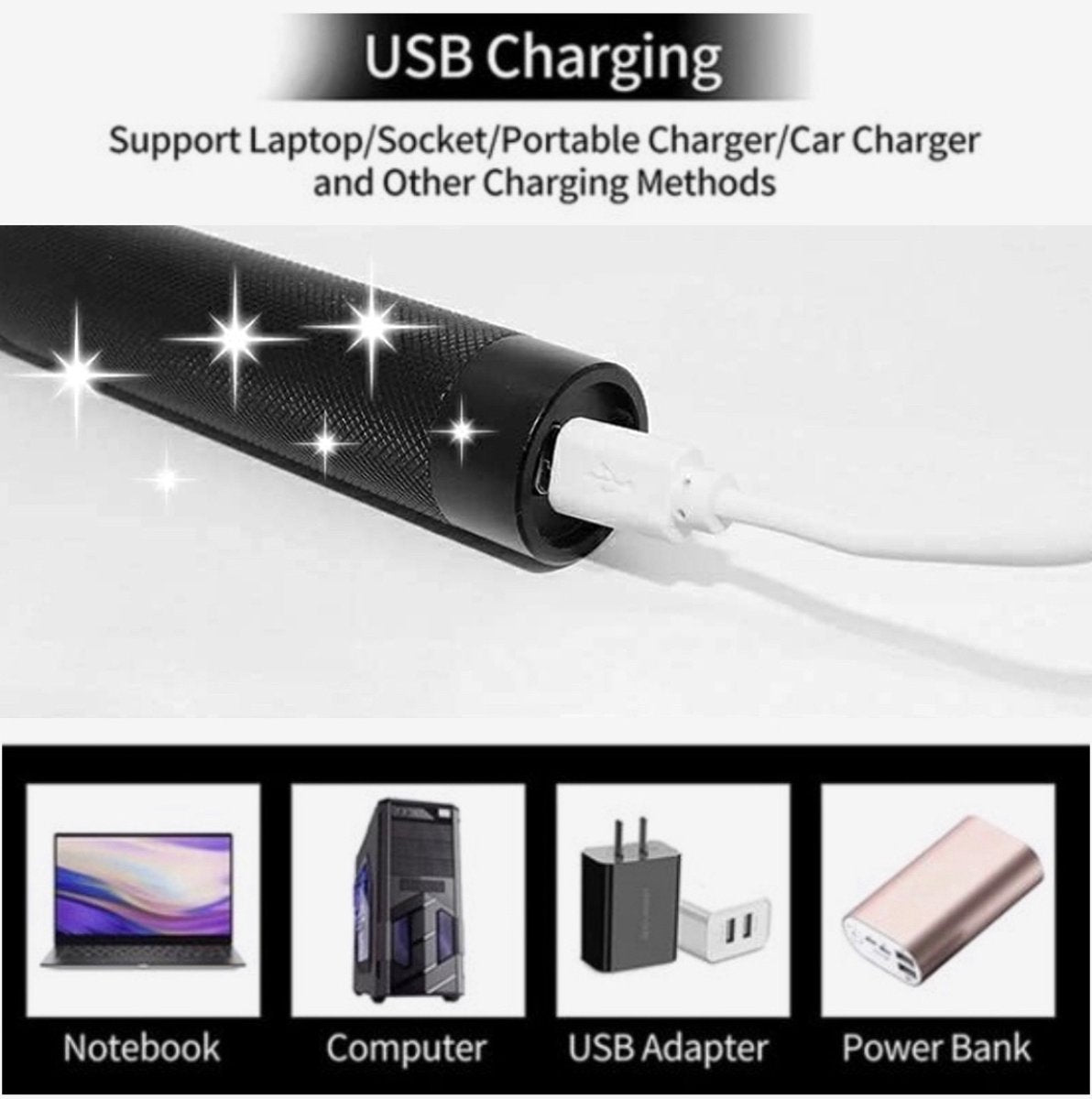 Laserpekare uppladdningsbar grön USB metallpenna