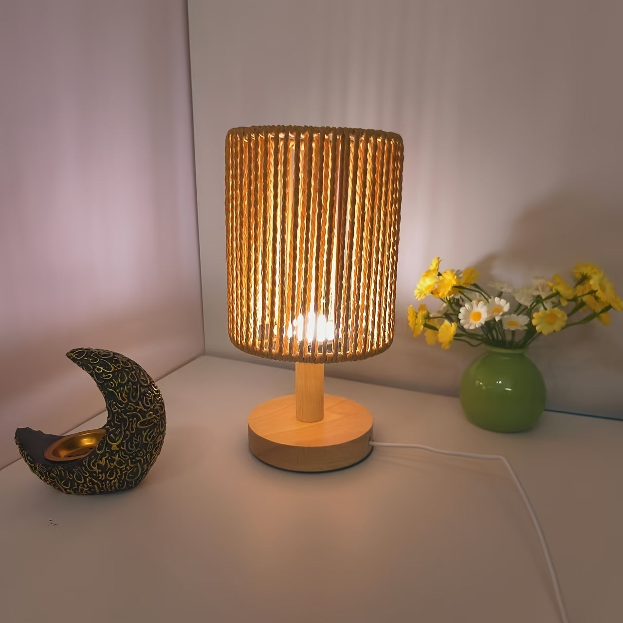 BarrelGlow - Trä-byrålampa med randmönster
