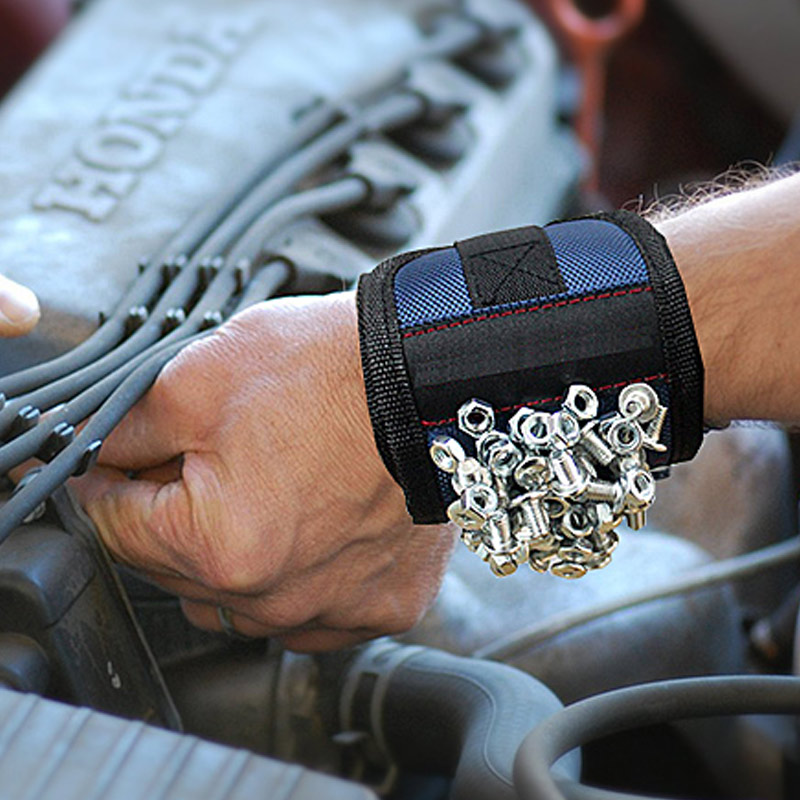 Magnetiskt verktygs-hållararmband för skruvar och spik