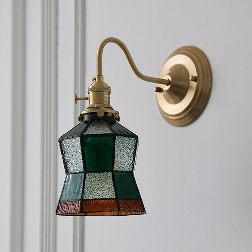 Vägglampa med vintage glas skugga armatur