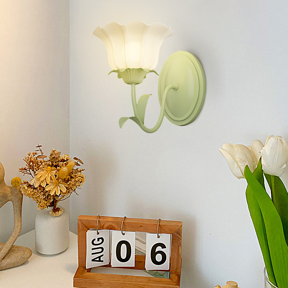1/2-Ljuskronor Blomster Glas Tre-Stegs Dimbar Grön Vägglampa