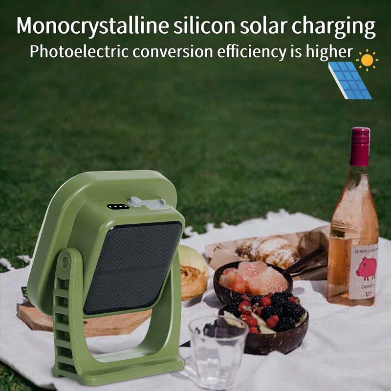 80W LED Solarbatteriladdad campinglampa med magnet och zoomfunktion