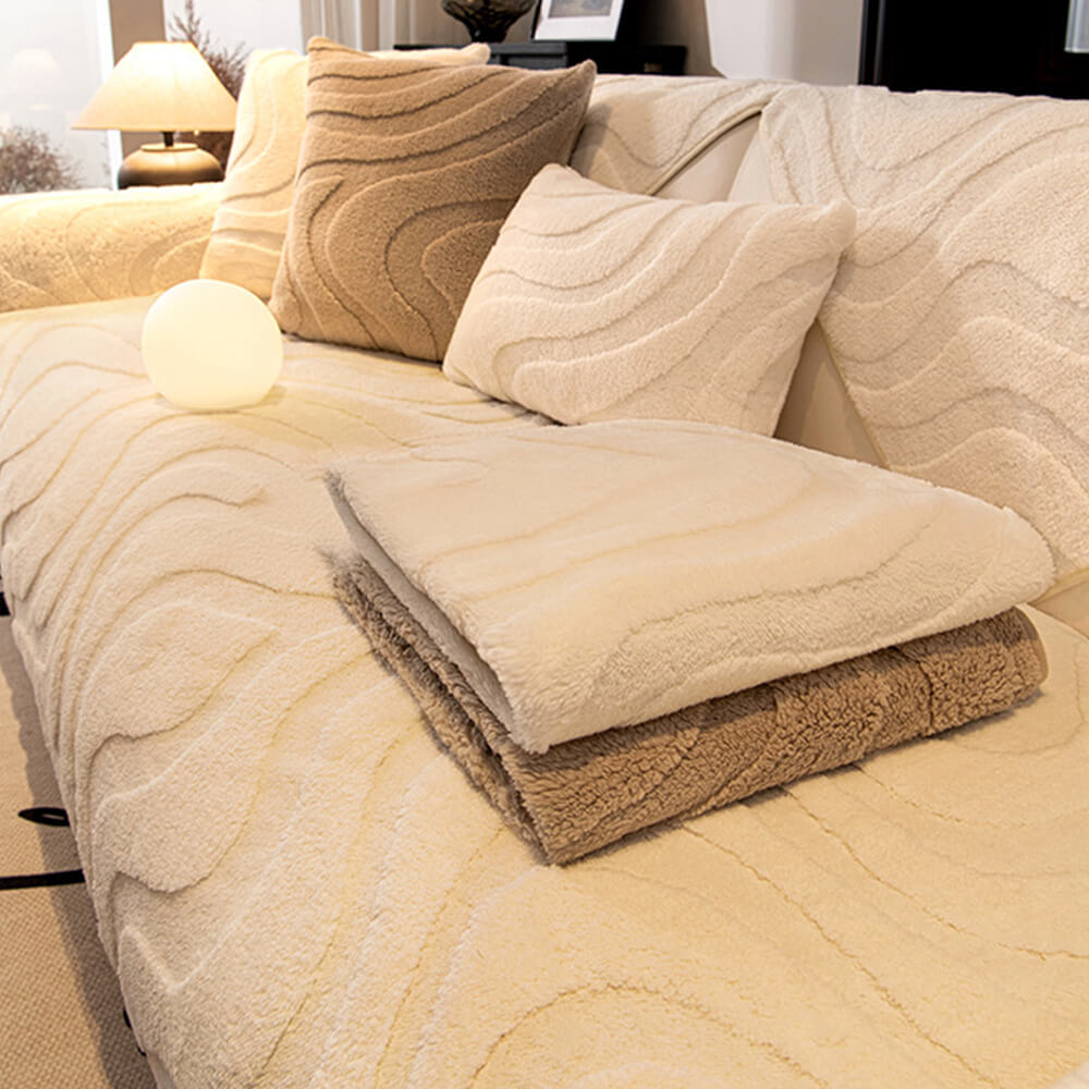 Varm Plush Curved Jacquard icke-glidande Soffa Skydde Täckning