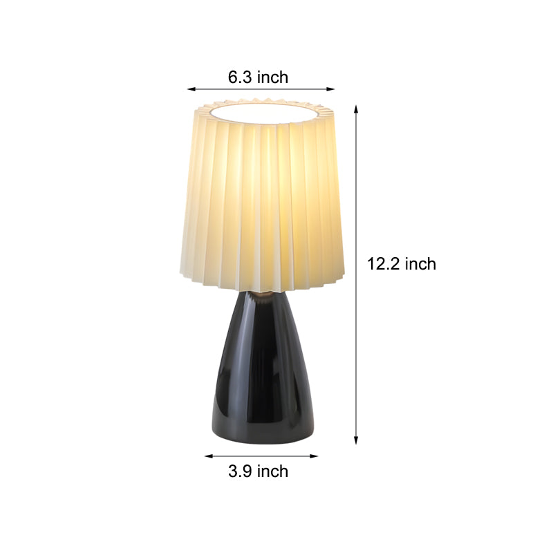 Geplooide bordslampa - glasbas och USB, dimbar 12&