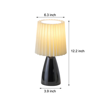 Geplooide bordslampa - glasbas och USB, dimbar 12&