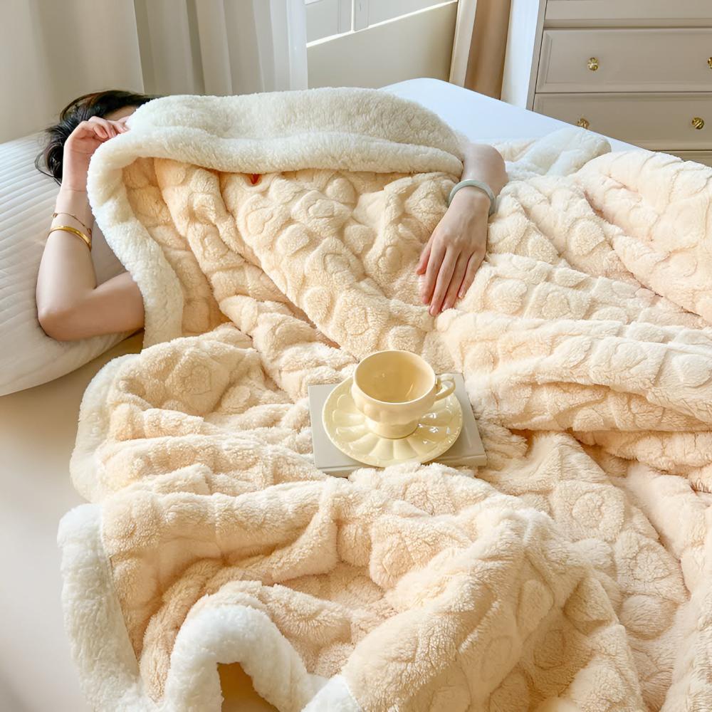 Ultra-Mjuk Sherpa Fleece Filt – Moln Värme Mysigt Komfort Pläd