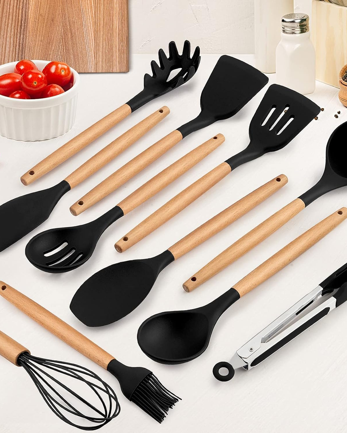 Carvallo – Miljövänligt Silikon Kökset med Bambu Handtag (12-delar)