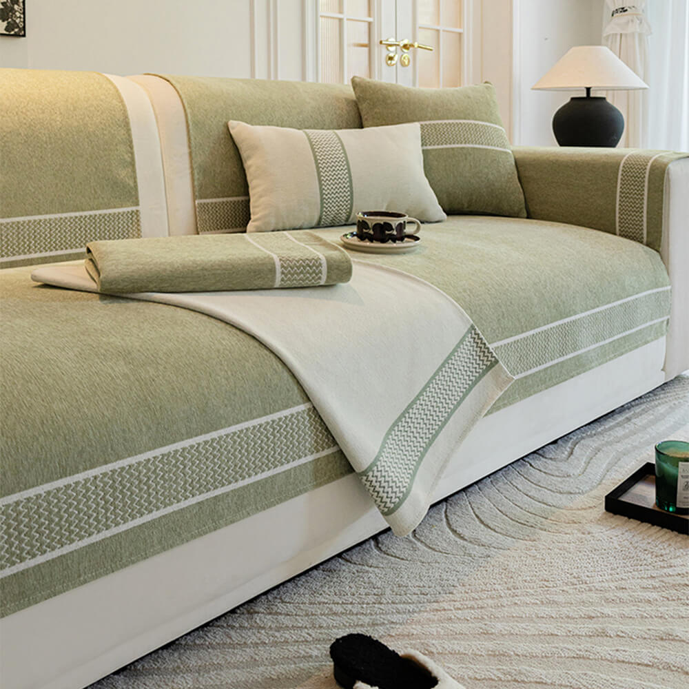 Chenille Jacquard Bred Kant Design Repellenta Sofföverdrag