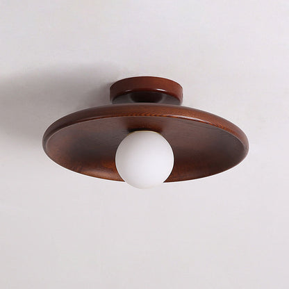 Hallway Ceiling Lamp with Round Nordic Wooden Design