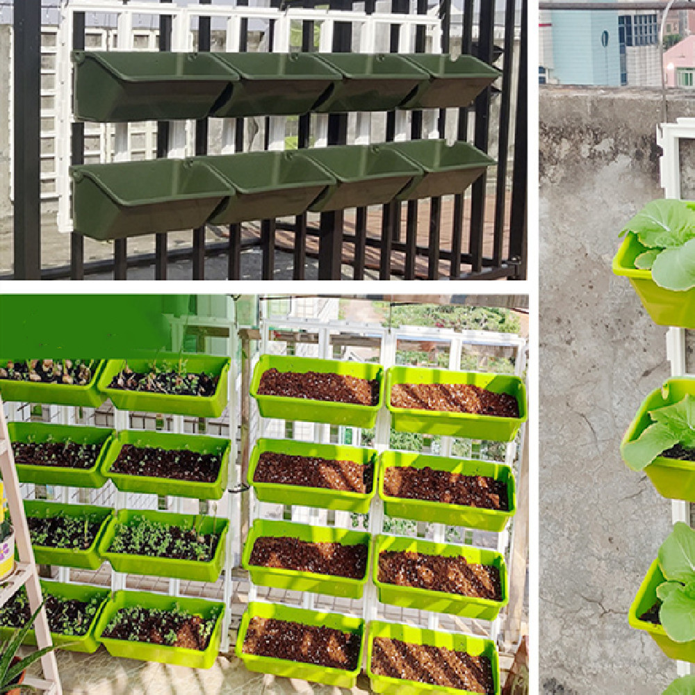 Vertikal växtlager med 8 fickor – Väggmonterad växthylla för balkong och trädgård