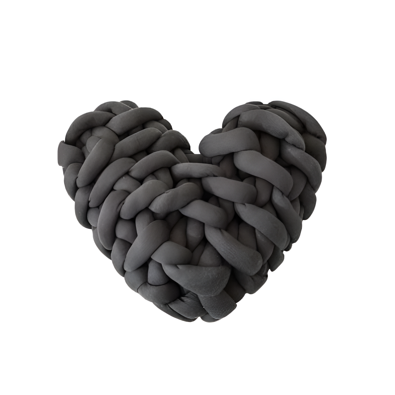 Plush knotted heart-shaped cushions