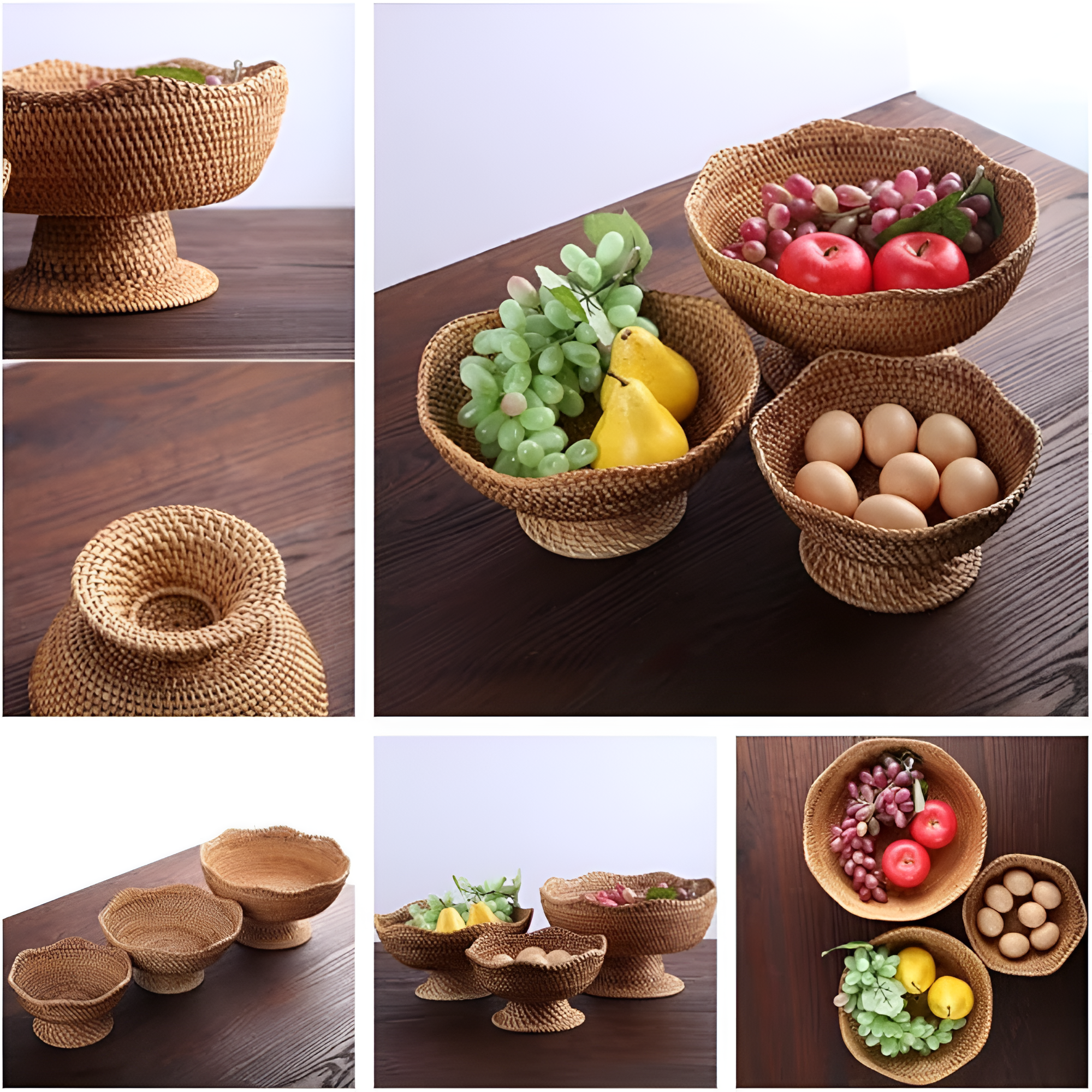 Naturlig Rattan Handvävd Fruktkorg