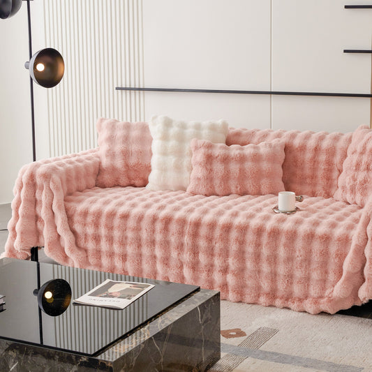 Luxe Ripple Faux Fur Sofföverdrag - Modernt, Stilrent & Hållbart Soffaskydd