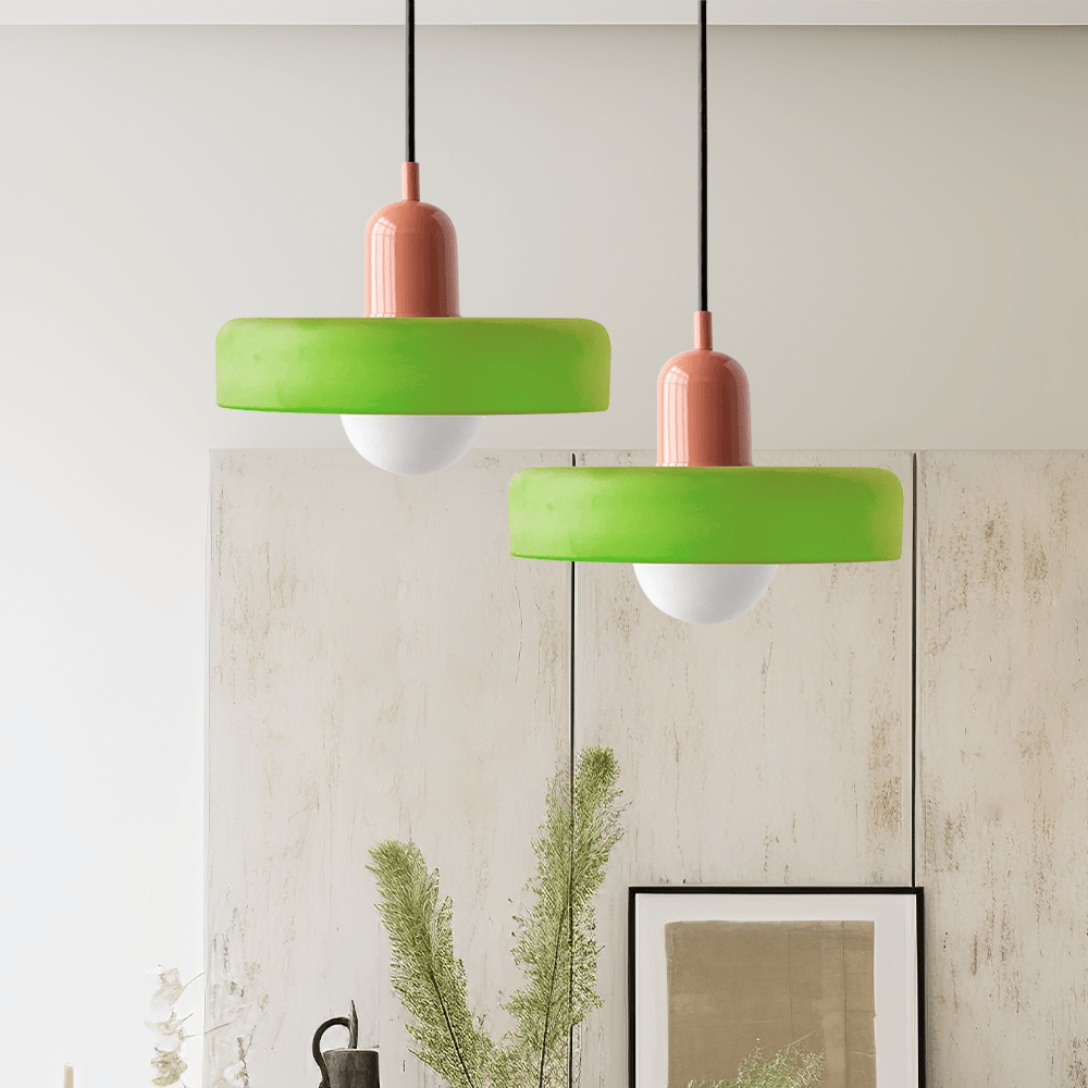 Lunari Halo | Pendellampa i färgat glas i Bauhaus-stil