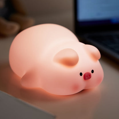 PiggyGlow - Söt Silikon Nattlampa, USB Uppladdningsbar, Perfekt Present