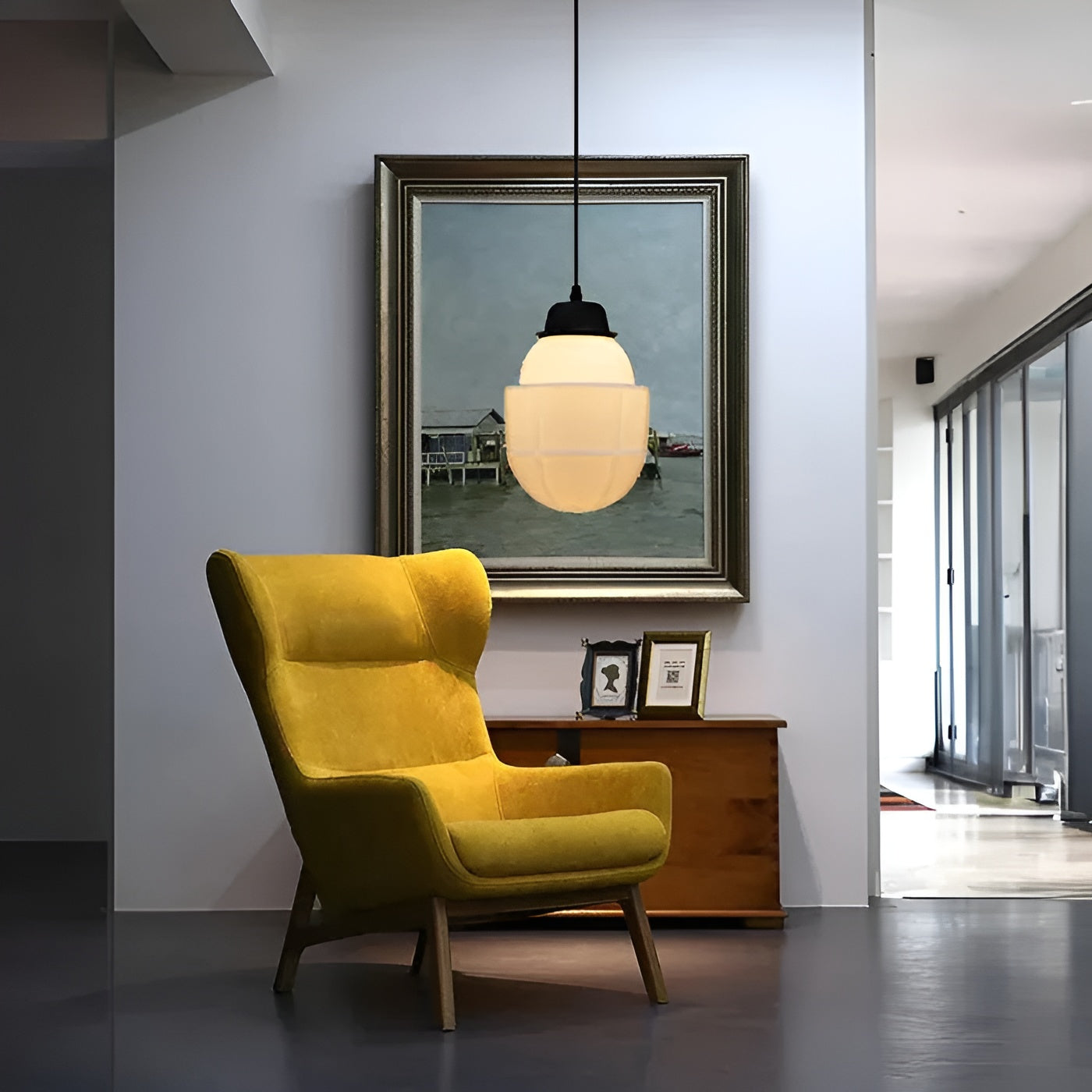 Hängelampa i opalglas – Vintage design med geometrisk glas