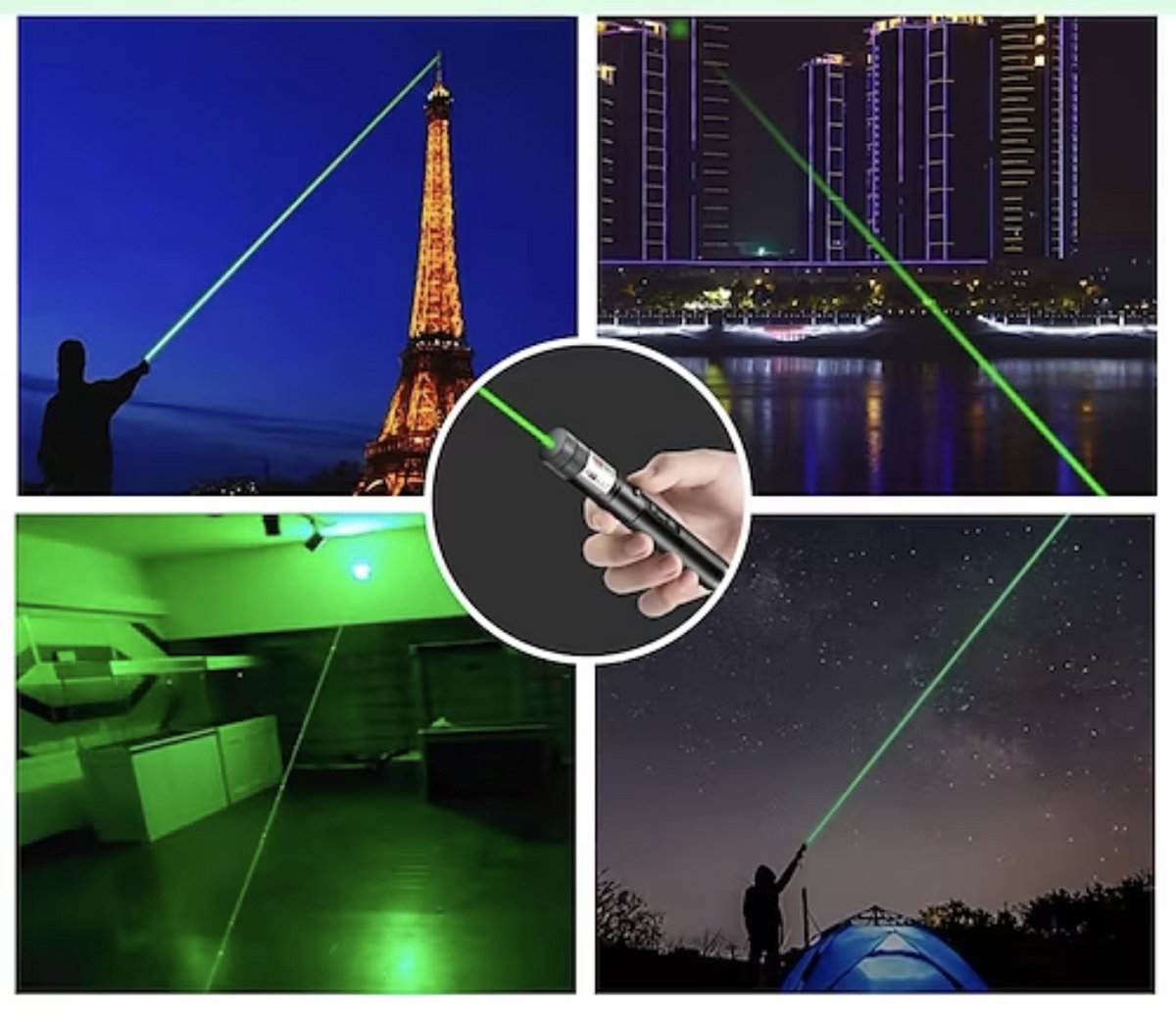 Laserpekare uppladdningsbar grön USB metallpenna