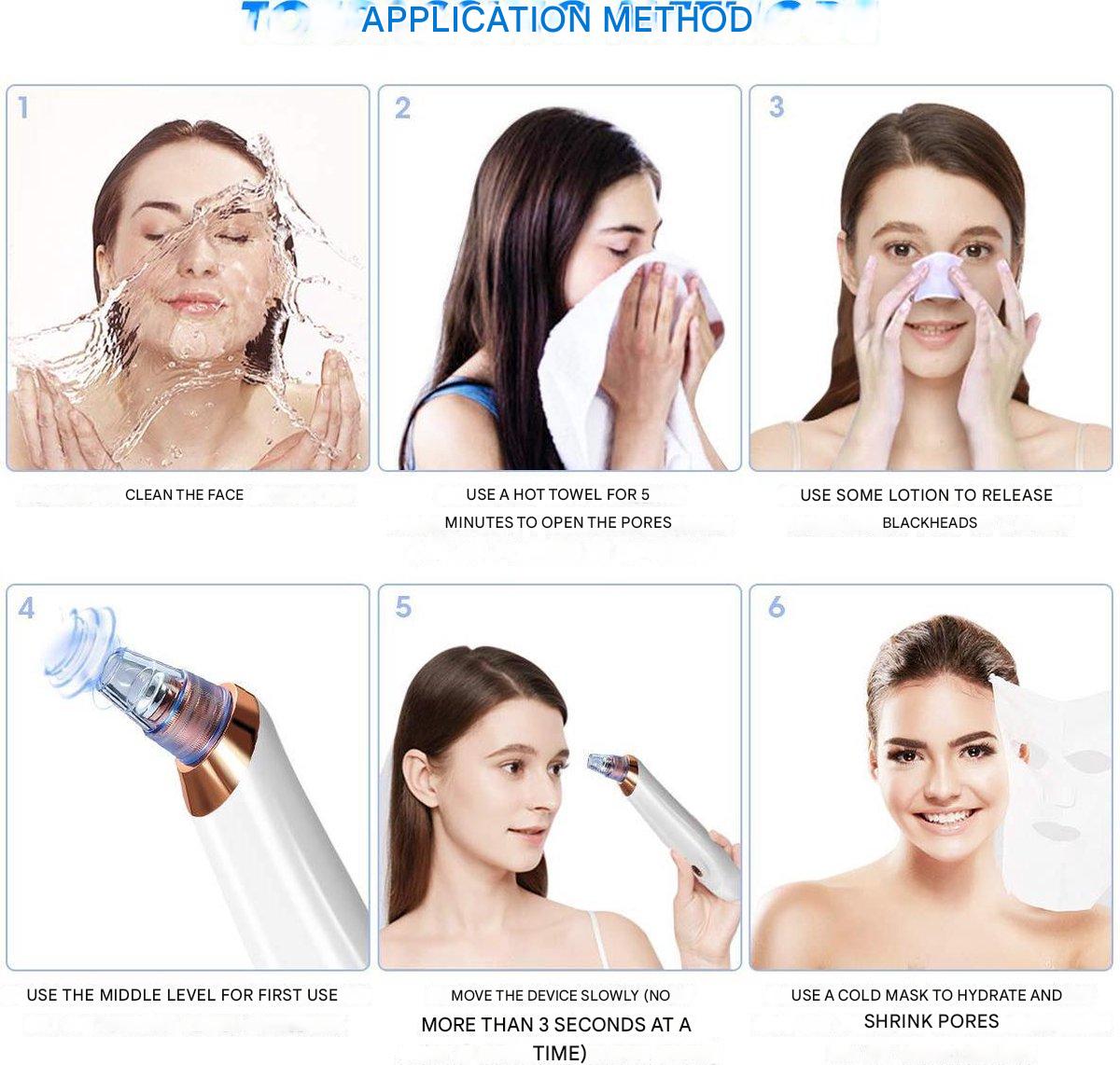 Carvallo PureGlow | Med 5 munstycken | Trådlös & smärtfri | Mot pormaskar & orenheter