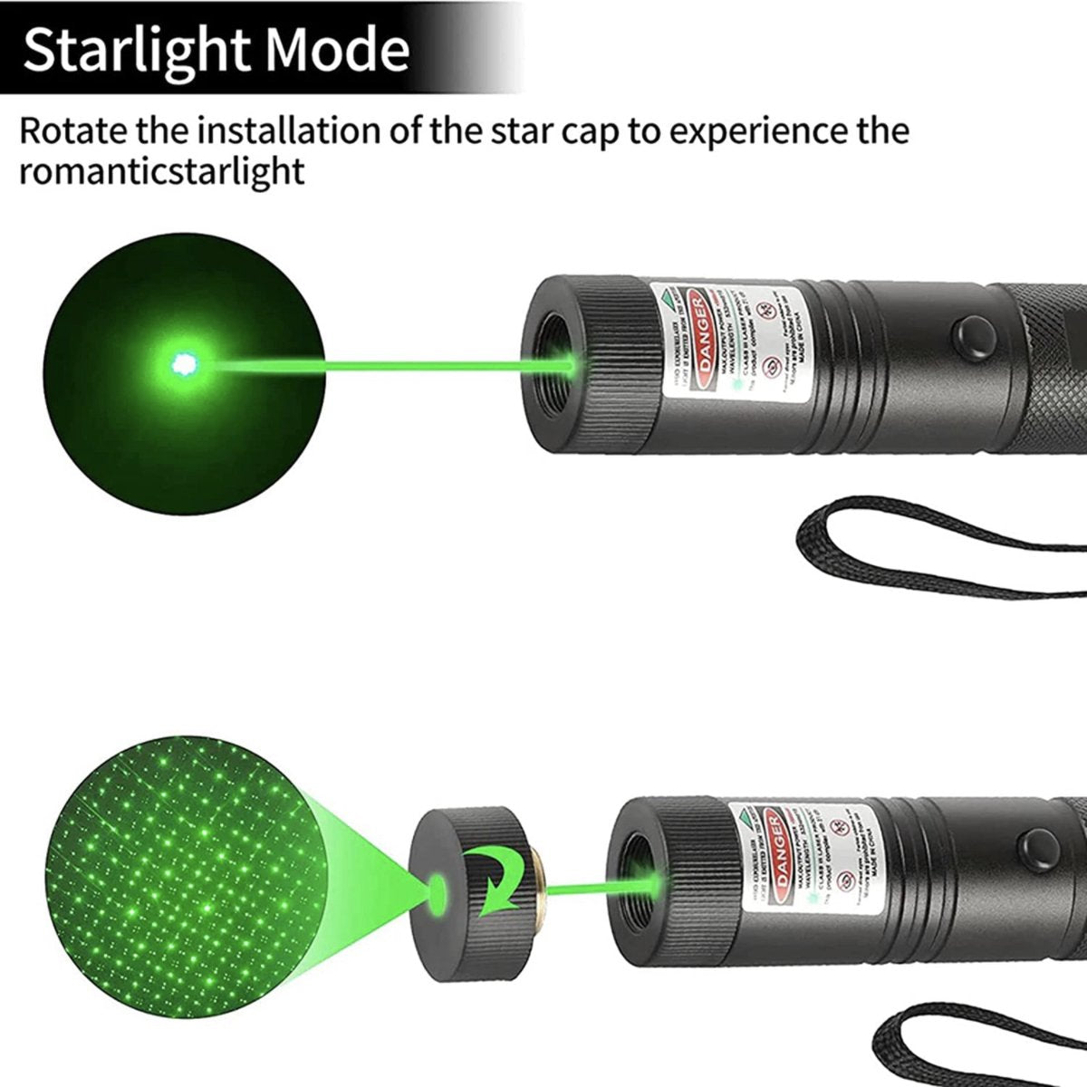 Laserpekare uppladdningsbar grön USB metallpenna