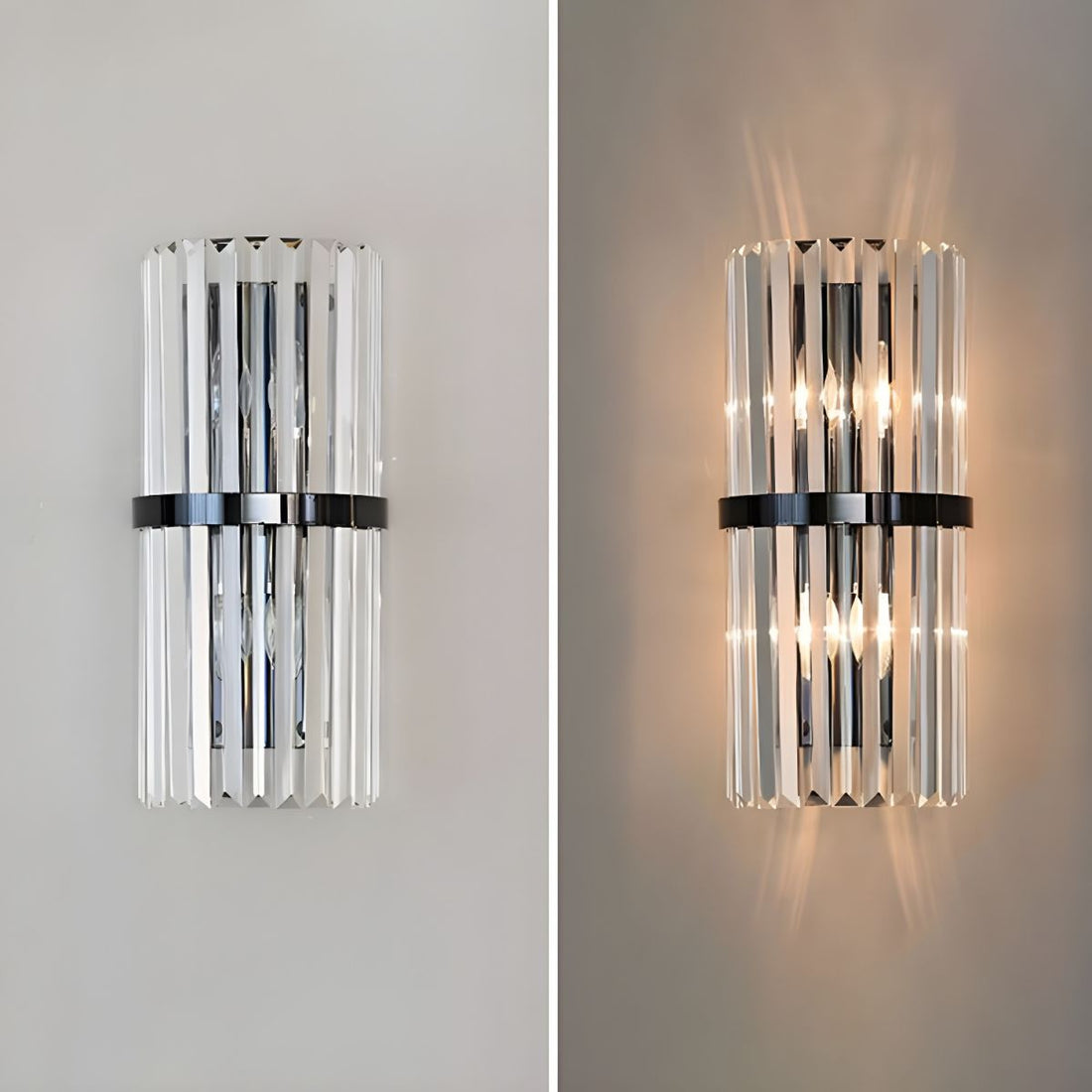 Lyxig Kristallvägglampa | Rostfritt Stål | Modern Vardagsrumsväggsbehäng | Brick by Brick