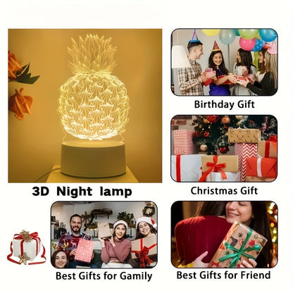 PineGlow - Ananas 3D LED Nattlampa
