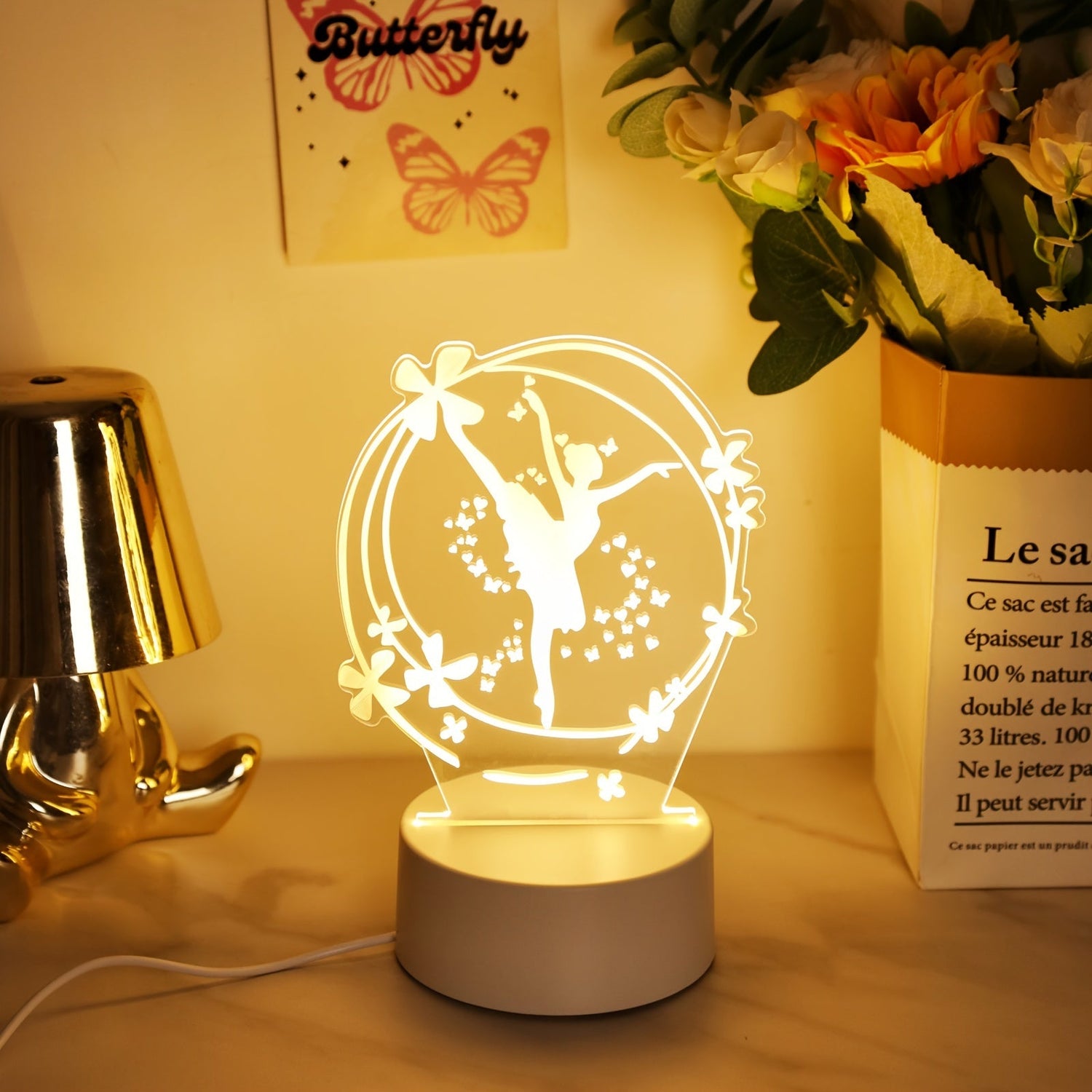 RymdLampa - 3D Baletdansare LED Nattlampa USB Driven