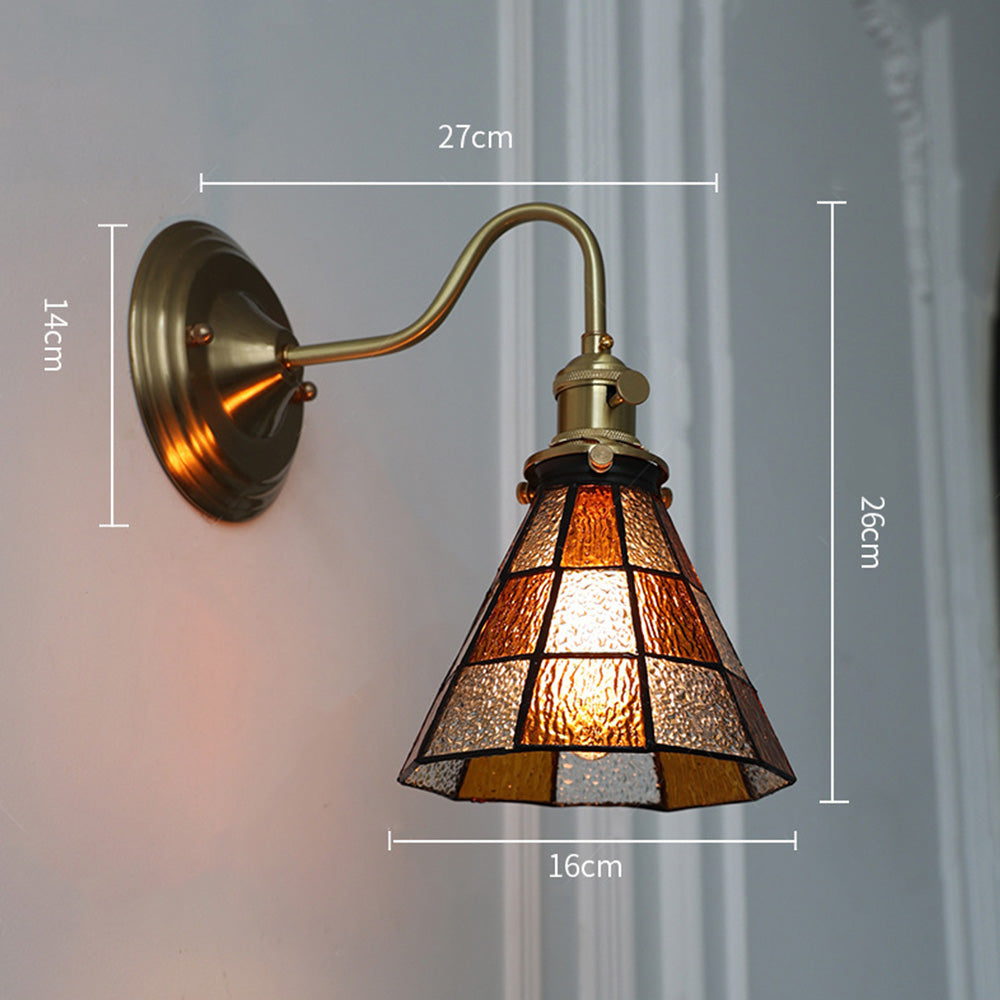 Vägglampa med vintage glas skugga armatur