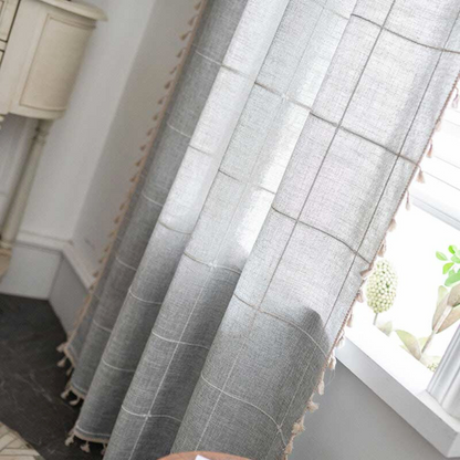 Tassel Rutig Gardin Semi Mörkläggande Draperier