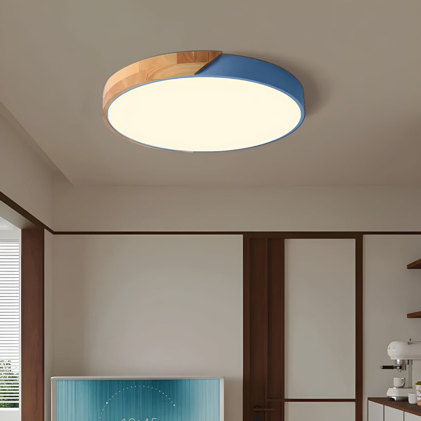 LED-taklampa i trä – Skandinavisk design | Varmt ljus för vardagsrum