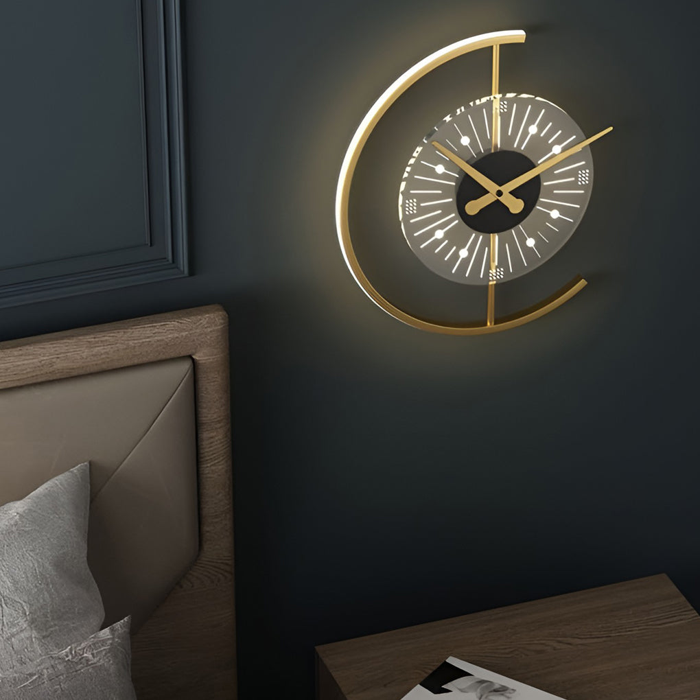 Väggklocka | Led-ljus | Tyst rörelse | Ambient glöd | Kreativ modern design