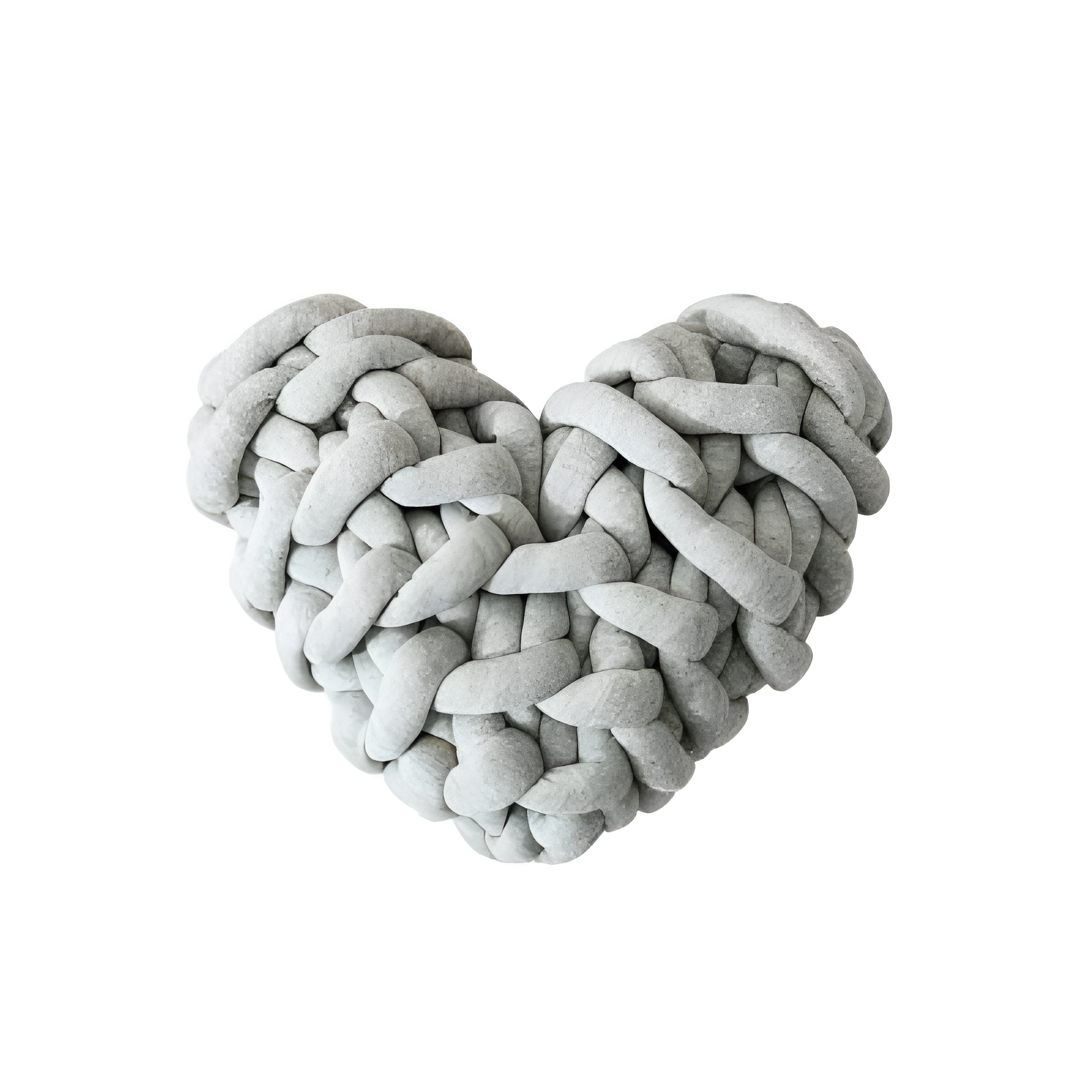 Plush knotted heart-shaped cushions
