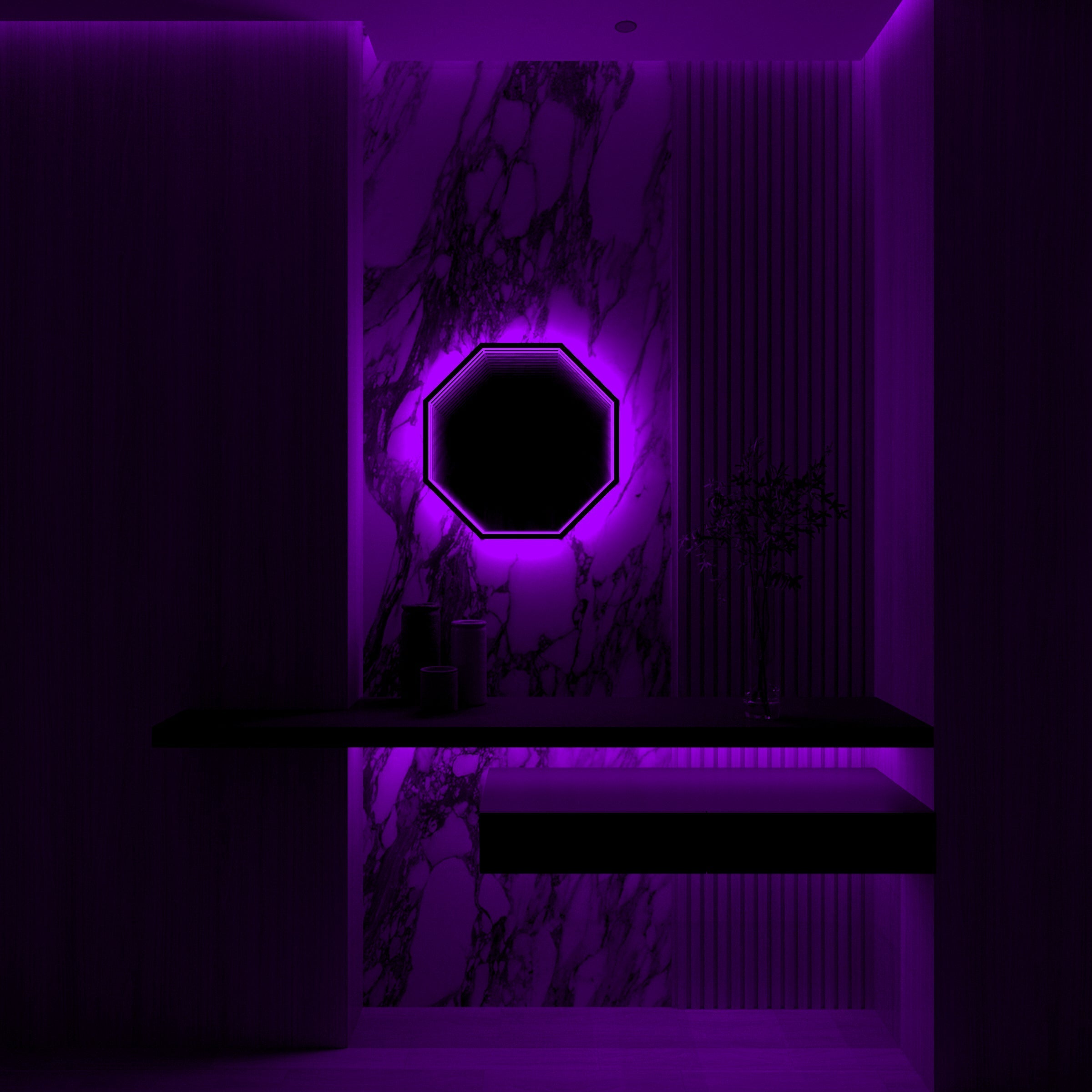 Octagon 3D Infinity Spegel Vägglampa