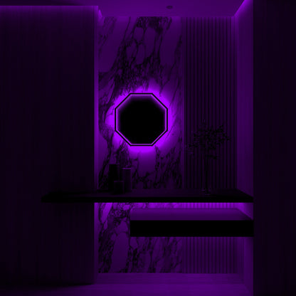 Octagon 3D Infinity Spegel Vägglampa