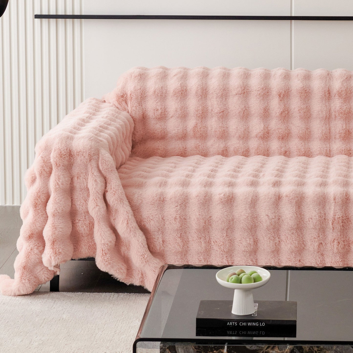 Luxe Ripple Faux Fur Sofföverdrag - Modernt, Stilrent & Hållbart Soffaskydd