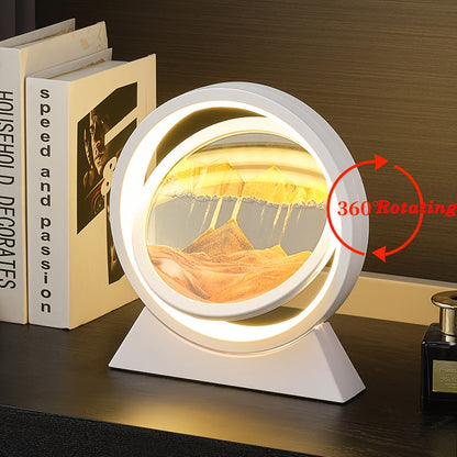 LumiSand - 3D Rörlig Sandmålning LED Bordslampa, Glas Sandscen Nattljus, Romantisk Hemdekoration