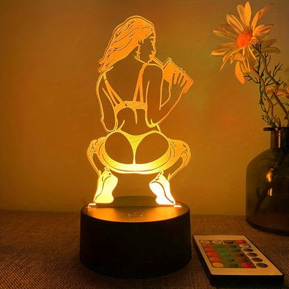 DecoLamp - 3D Konstnärlig Bordslampa med Fjärrkontroll, USB Driv, 16 Färgval