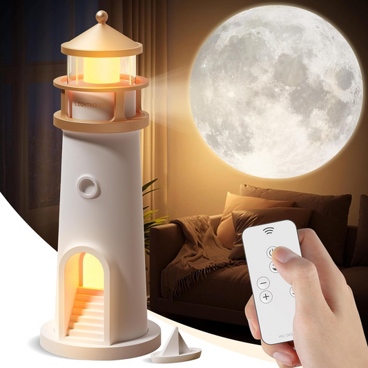 Lighthouse Moon Projektor Lampa – Bluetooth Musik Stjärnklart Nattljus