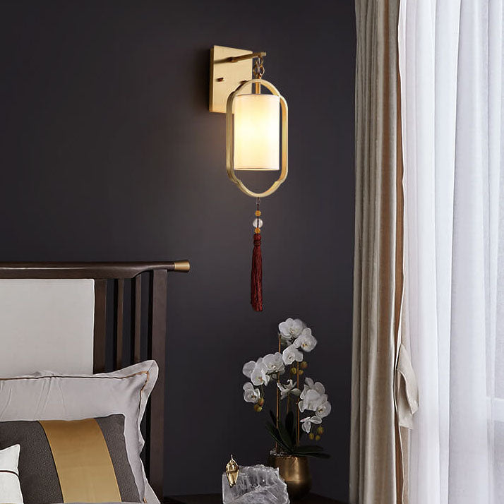 LumiGlow - Modernt 1-lamps vägglampa i tyg i kinesisk stil