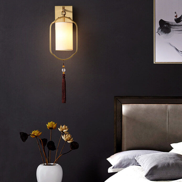 LumiGlow - Modernt 1-lamps vägglampa i tyg i kinesisk stil