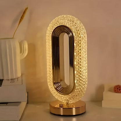 LuxeGlow - Ovalt Kristall USB Bordslampa för Sovrum och Vardagsrum