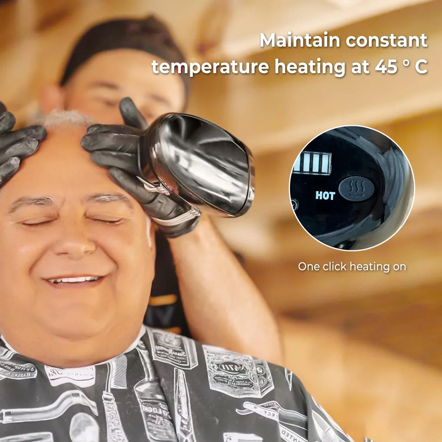 Royaleva Professionell Sladdlös Handhållen Vibration Massageapparat med Värme – USB-uppladdningsbar för Nacke, Rygg, Huvud och Ansikte