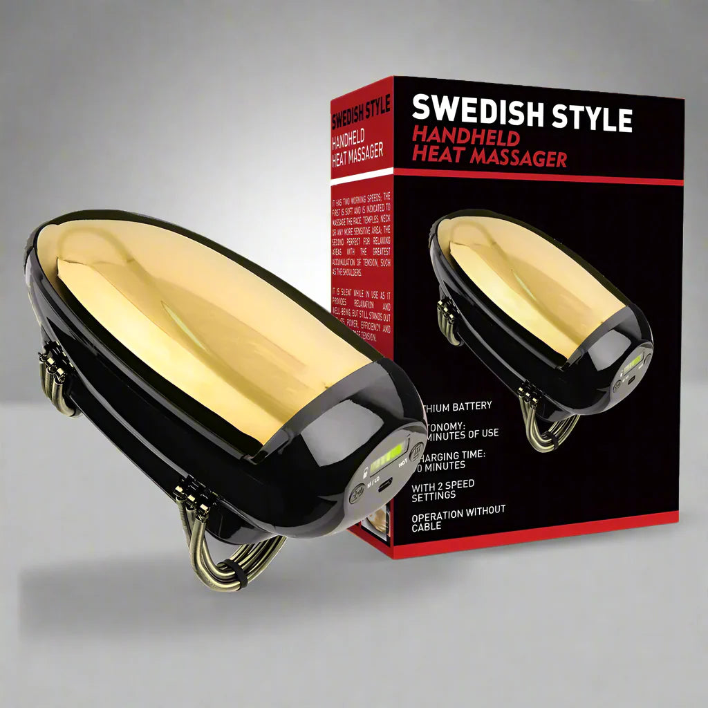 Royaleva Professionell Sladdlös Handhållen Vibration Massageapparat med Värme – USB-uppladdningsbar för Nacke, Rygg, Huvud och Ansikte