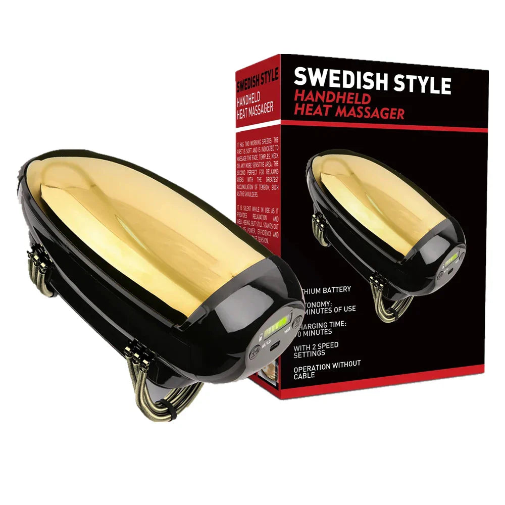 Royaleva Professionell Sladdlös Handhållen Vibration Massageapparat med Värme – USB-uppladdningsbar för Nacke, Rygg, Huvud och Ansikte