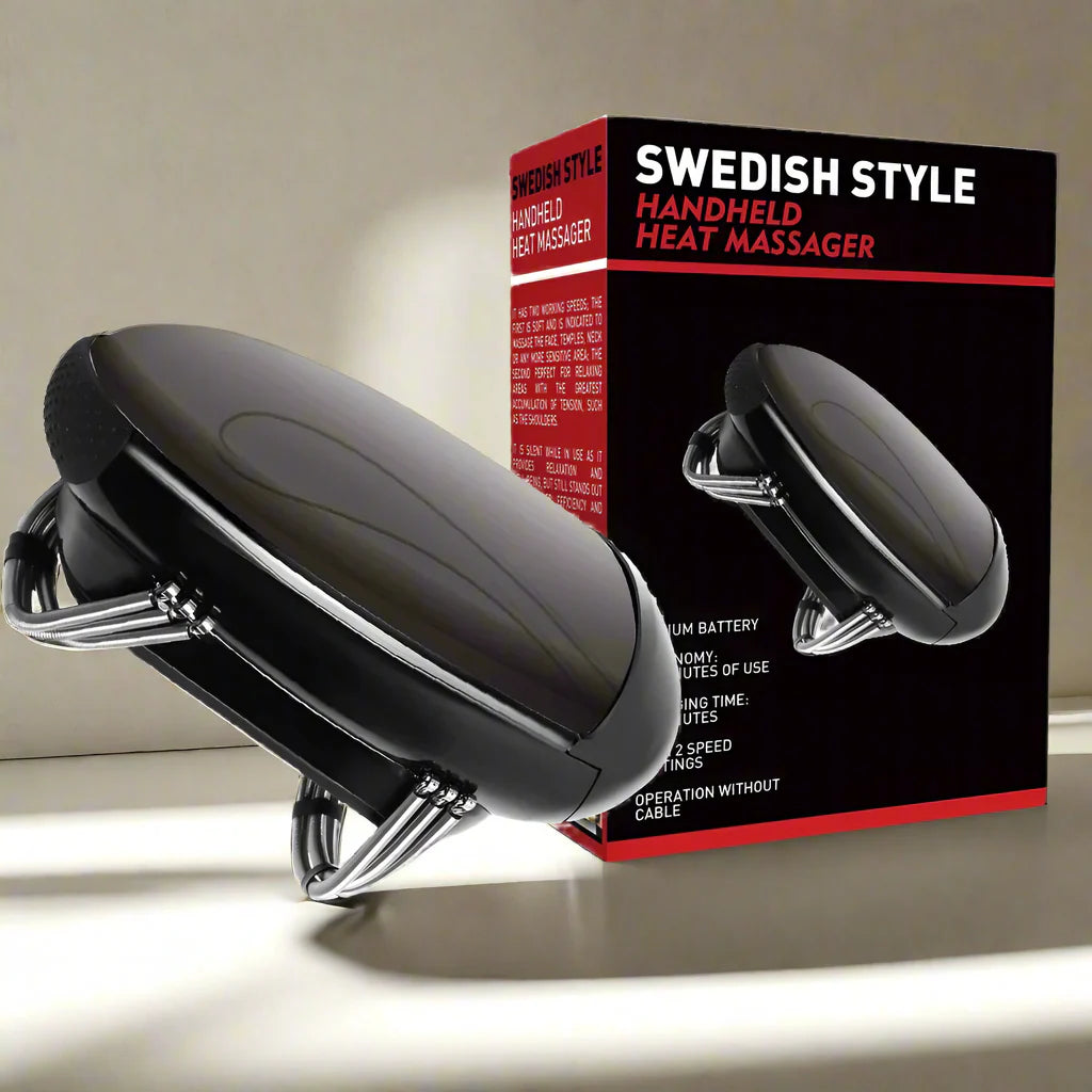 Royaleva Professionell Sladdlös Handhållen Vibration Massageapparat med Värme – USB-uppladdningsbar för Nacke, Rygg, Huvud och Ansikte