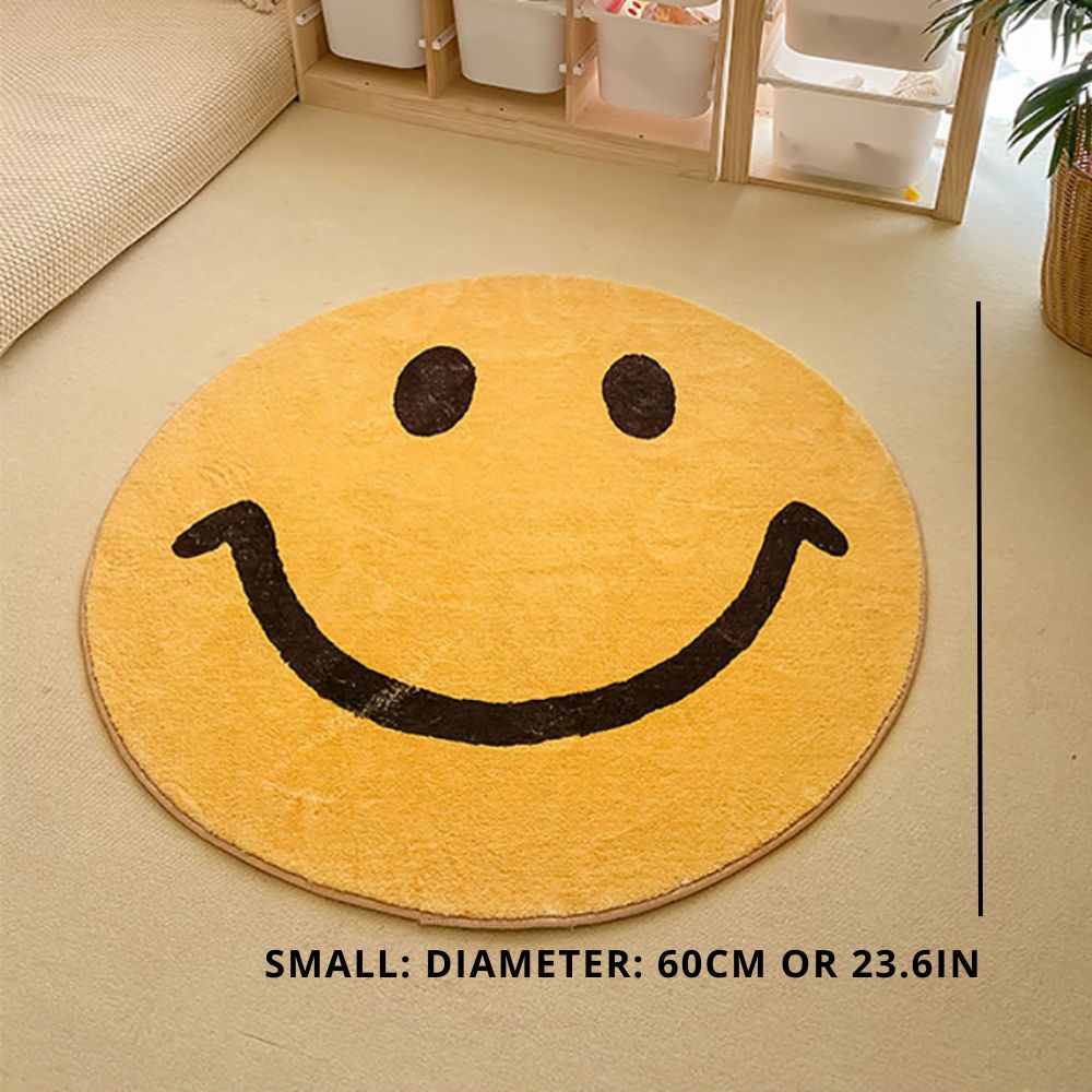 Milo Mood | Rund matta med smiley-motiv av mjuk fleece